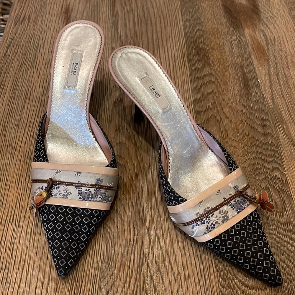 Prada Vintage Mules with Flower Appliqués